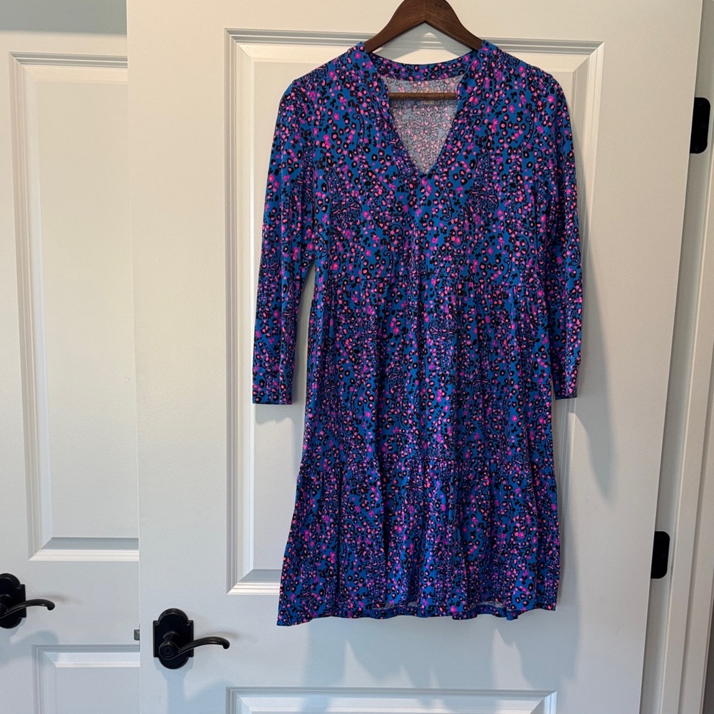 Lilly Pulitzer Vibrant Blue and Pink Long Sleeve Dress